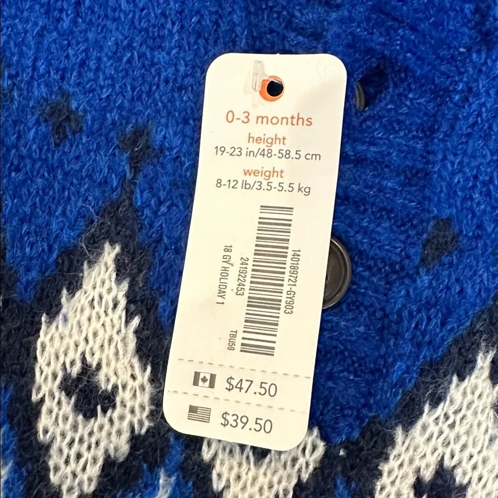 NWT Gymboree Boys Sweater Size 0-3 Months